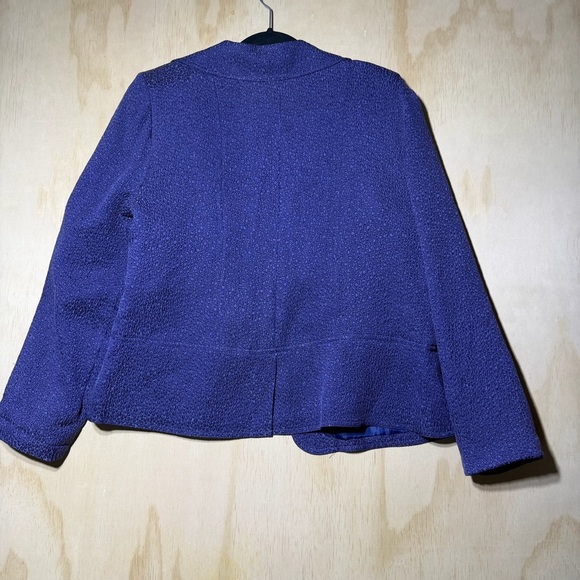 Chico's open front blue blazer jacket Silk Blend w Textured Weave - Picture 7 of 7